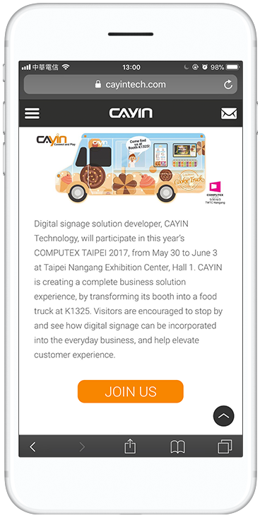 A phone showing an event registration page opened from a QR code