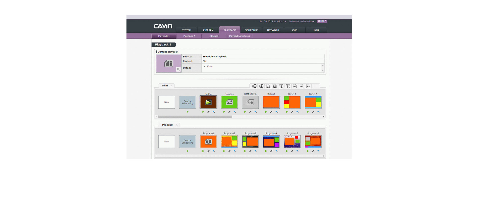 SMP-2200 management interface, Playback view